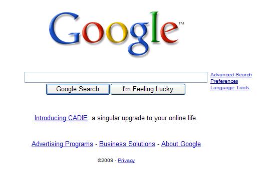 Google Front-Page Announcement for CADIE